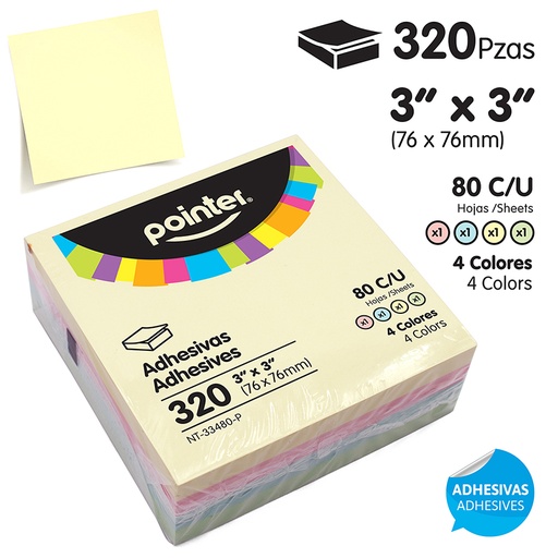 [NT-33480-P] NOTAS ADHESIVAS 3" x 3"