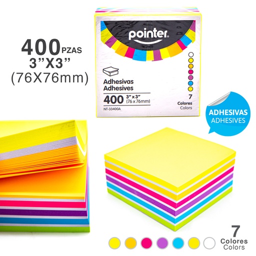 [NT-33400A] NOTAS ADHESIVAS - 3x3" x400 HOJAS
