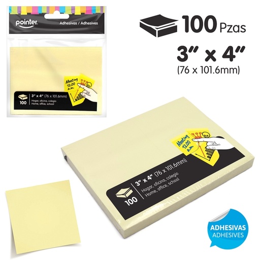 [NT-341100] NOTAS ADHESIVAS - 3x4" x100 HOJAS