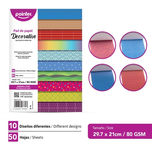 [PP-213-50] PAD DE PAPEL DECORATIVO 50 HOJAS