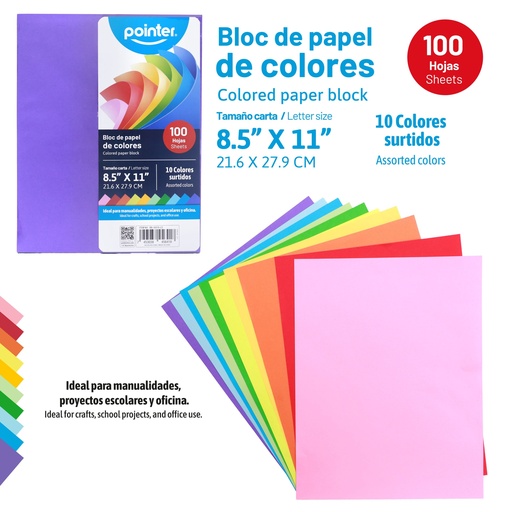 [BN-10010-LS] PAGINAS DE COLORES SURTIDOS - CARTA (21.6 x 27.9CM)