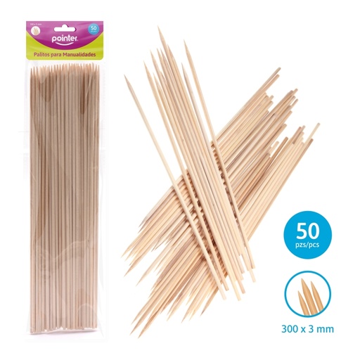 [RW-3003-S] PALITOS REDONDOS PARA MANUALIDADES x 50 PZAS.