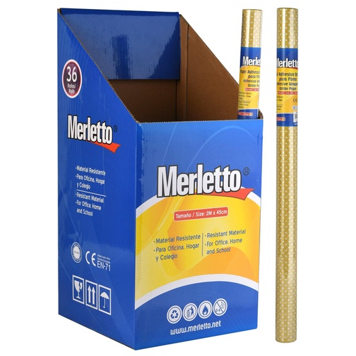 [780-4582483] PAPEL ADHESIVO DORADO BRILLANTE (LUNARES) 45CM x 2M