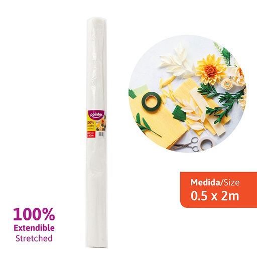 [CP-052-WH] PAPEL CREPE EXTENDIBLE - BLANCO (0.5x2M)