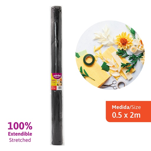 [CP-052-BK] PAPEL CREPE ELASTICO 2M (NEGRO)