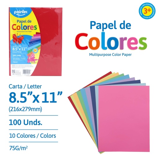 [PB-10-100] PAPEL DE COLORES X100 HOJAS