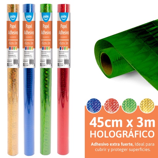 [LS400-3M] PAPEL HOLOGRAFICO ADHESIVO 45cm x 3m