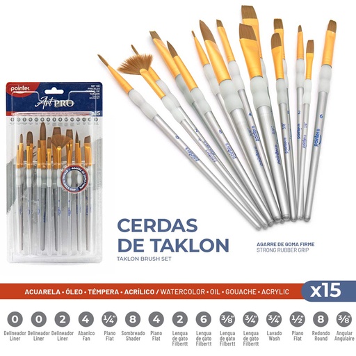 [AB-2115] PINCELES ARTISTICOS x15PZAS 