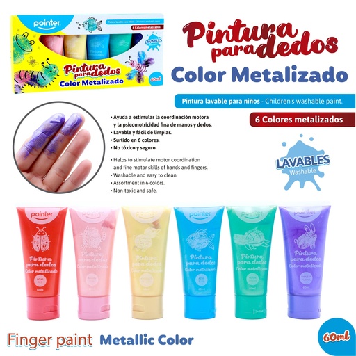 [WCT-22123-M] PINTADEDOS METALICOS 60ml x 6 COLORES (METALIZADA)
