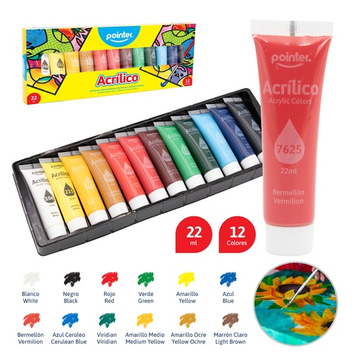 [BAP-622-12] PINTURA ACRILICA 22ML x12 COLORES