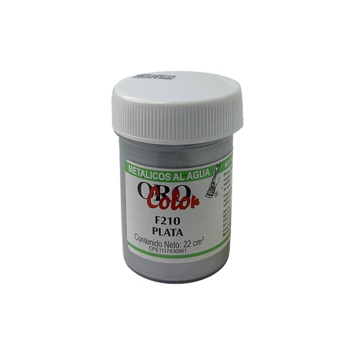 [F210-22] PINTURA METALICOS AL AGUA PLATA 22CM 