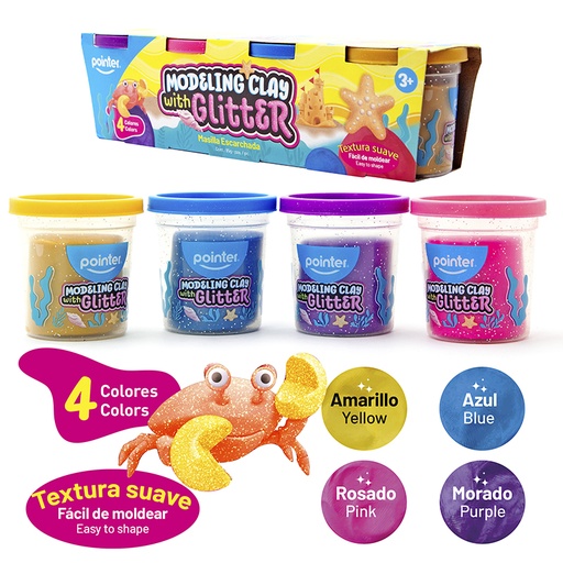 [DGH-485-G] PLASTILINA PARA MOLDEAR ESCARCHADA x4 PZAS