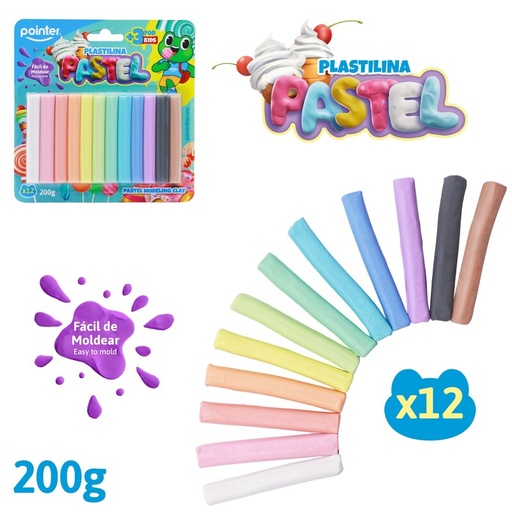 [PST-12200-PA] PACK DE PLASTILINAS PARA MOLDEAR x12 COLORES PASTEL