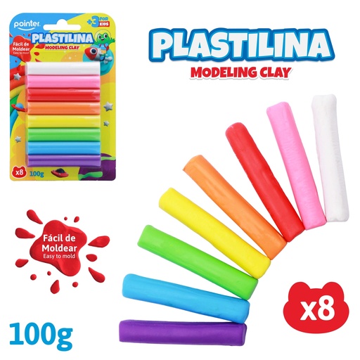 [PST-8100] PLASTILINA x 8 COLORES