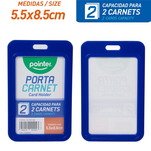 [ID-23217-BU] PORTA CARNET VERTICAL DE PVC AZUL 5,5x8,5Cm