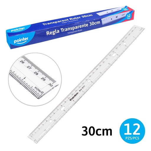 [RU-071] REGLA TRANSPARENTE 30CM