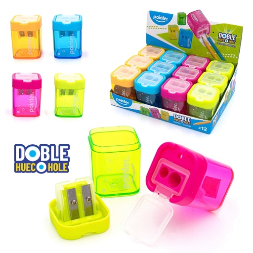 [SH-17505] SACAPUNTAS PLASTICO DOBLE CON DEPOSITO