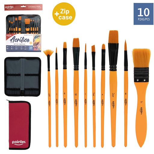 [AB-2338-ACR] SET DE PINCELES x 10 PIEZAS