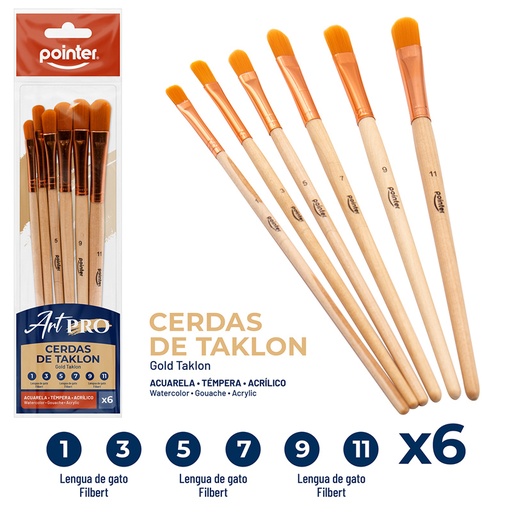 [0513B] SET DE PINCELES ART PRO x6PZAS