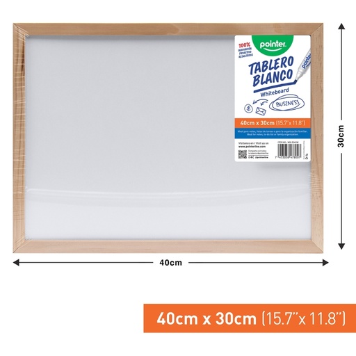 [WB-3040W] TABLERO BLANCO 30x40