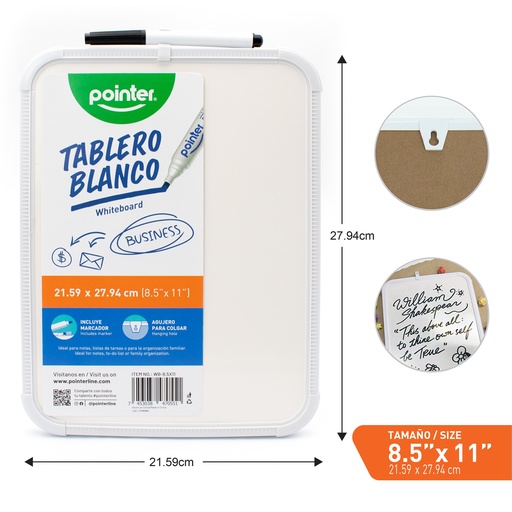[WB-8-5X11] TABLERO BLANCO - 8.5x11" 