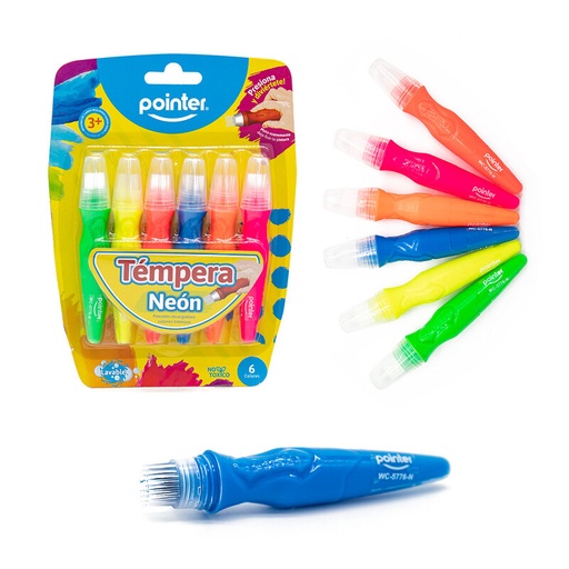 [WC-5776-N] TEMPERA NEON TIPO BROCHA x6 COLORES