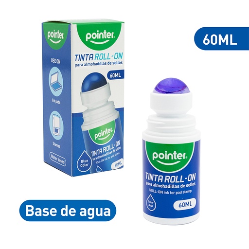 [INK-60-BU] TINTA AZUL PARA SELLO - ROLL ON 60ML