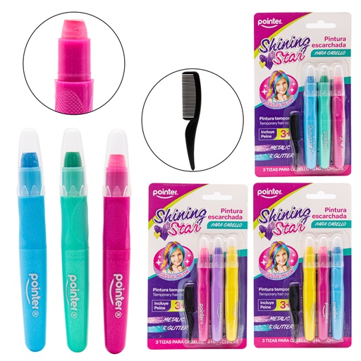 [HP-23193] PINTURA ESCARCHADA PARA EL CABELLO x3 COLORES