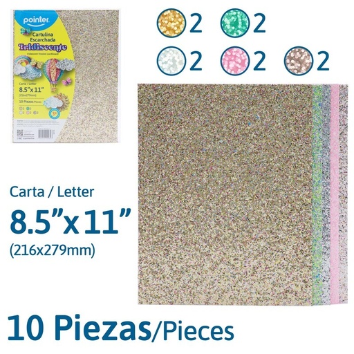 [IRCB-8511-S] CARTULINA ESCARCHADA IRIDISCENTE CARTA - 20x30CM x10 COLORES