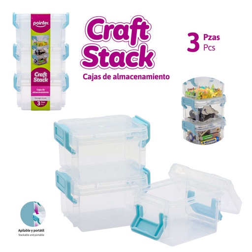 [PP-2423] CAJA PLASTICA DE ALMACENAJE 145 ml x 3 PIEZAS 7.5x6.5x5 cm