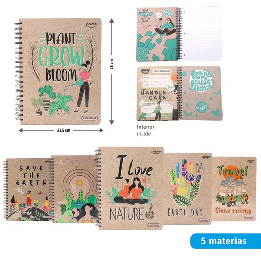 [ESP-11-5M] LIBRETA ESPIRAL 5 MATERIAS x165 HOJAS
