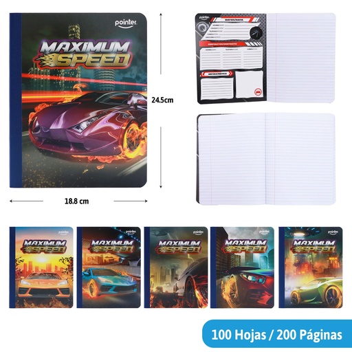 [COS-01] CUADERNO COSIDO A4 RAYA ANCHA x100 HOJAS (CARROS)