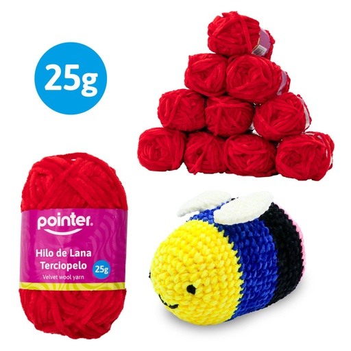 [GKY-25G-RD] HILO DE LANA PARA MANUALIDADES TERCIOPELO ROJO - 25GRS