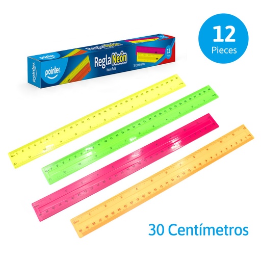 [RU-3088-12] REGLAS 30CM - CUERPO PLASTICO DE COLORES