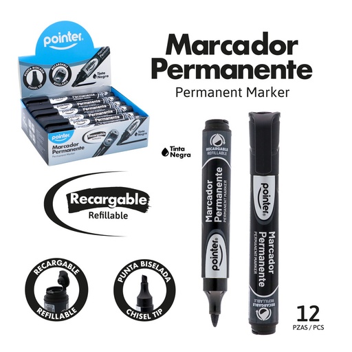 [MK-2425-BK] MARCADOR PERMANENTE NEGRO RECARGABLE