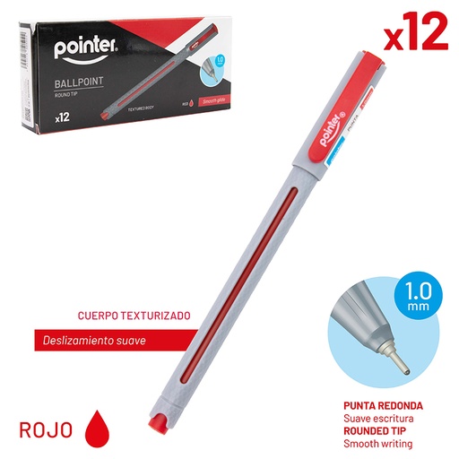 [BP-7010-R] BOLIGRAFO TINTA ROJA 1.0MM - CUERPO TEXTURIZADO