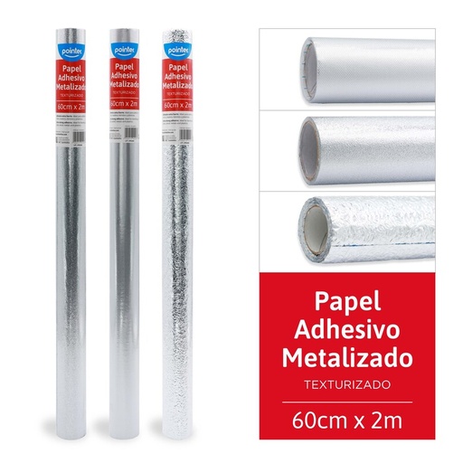 [PA-60200-S] PAPEL ADHESIVO TEXTURIZADO PLATEADO - 60Cm x 2Mts