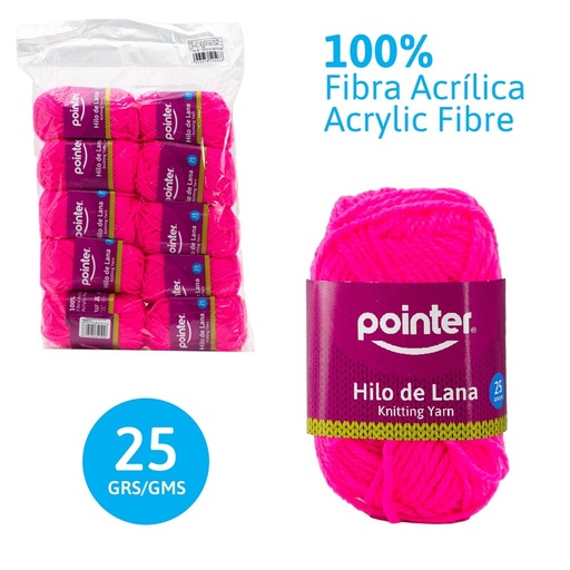 [7A018-KY-25G-FLCAR] HILO DE LANA PARA MANUALIDADES ROSADO NEON - 25GRS