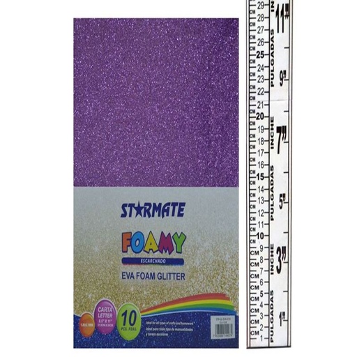 [STR-GL-EVA-019] FOAMY C/ESCARCHA 21.5X 28CM LILA