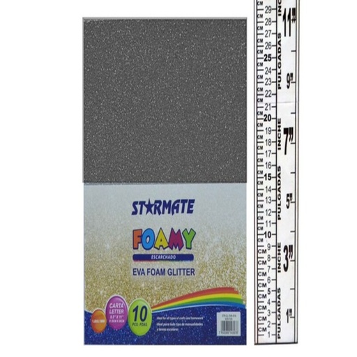 [STR-GL-EVA-021] FOAMY C/ESCARCHA 21.5X 28CM GRIS