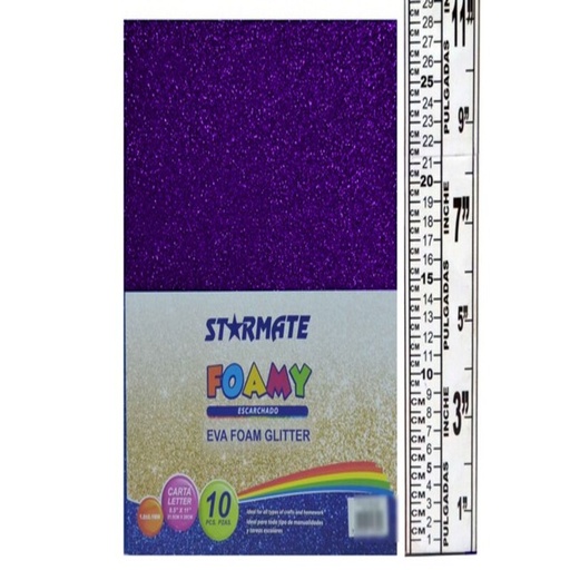 [STR-GL-EVA-043] FOAMY C/ESCARCHA 21.5X 28CM AZUL