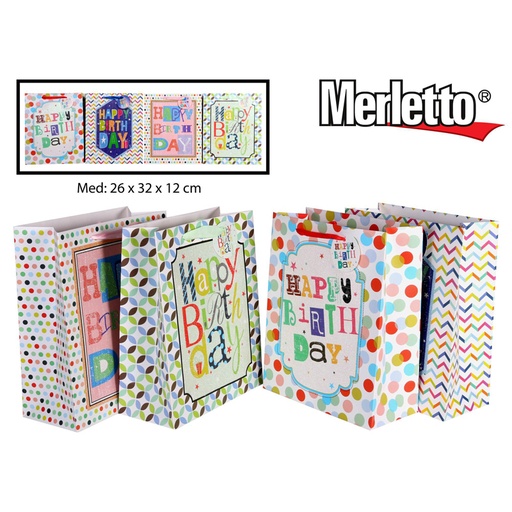 [786-7800593] BOLSA DE REGALO HAPPY BIRTHDAY MEDIANA X12
