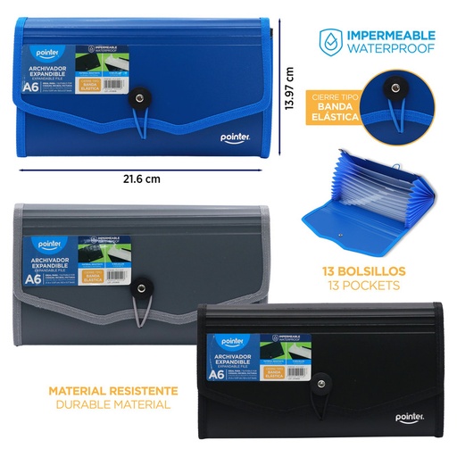 [FL2-2437] ARCHIVADOR 13 BOLSILLOS A6 13,97x21,6CM