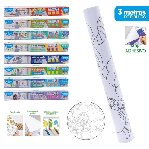 [DBR-2461] ROLLO DE PAPEL ADHESIVO PARA COLOREAR 29.7 cm x 3 m