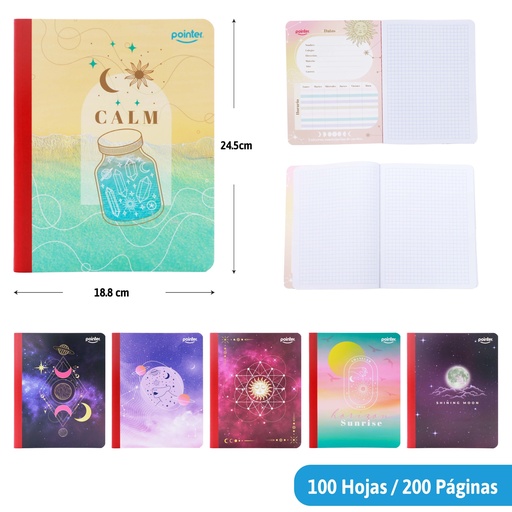 [COS-28-SQ] CUADERNO COSIDO CUADRITOS 200 PAGINAS (ASTRONOMIA)