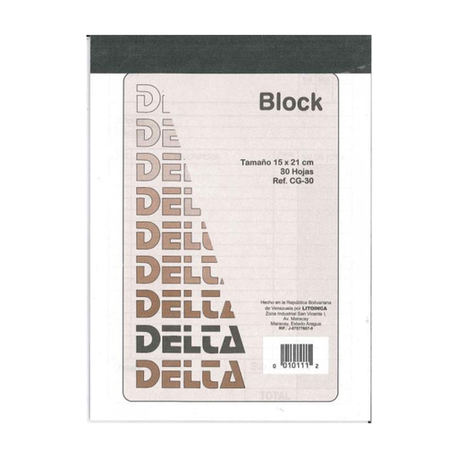 [CG80] BLOCK TALONARIO 15X21CM 80 HOJAS