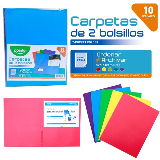 [FL2-25161] CARPETA DE 2 BOLSILLOS - COLORES VARIADOS