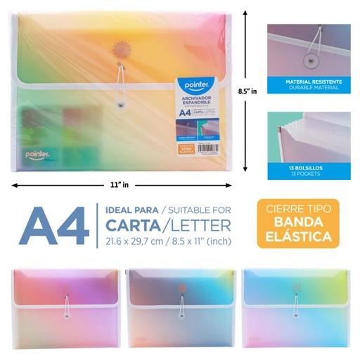 [FL2-2480] ARCHIVADOR 13 BOLSILLOS CARTA/A4 21,6x27,9Cm