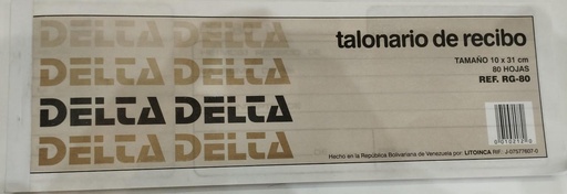 [RG-80] TALONARIO DE RECIBO DELTA GRANDE - 80HJ 31x10CM