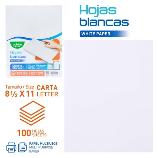 [RP-24132-N] HOJAS BLANCAS TAMAÑO CARTA (100 HOJAS)